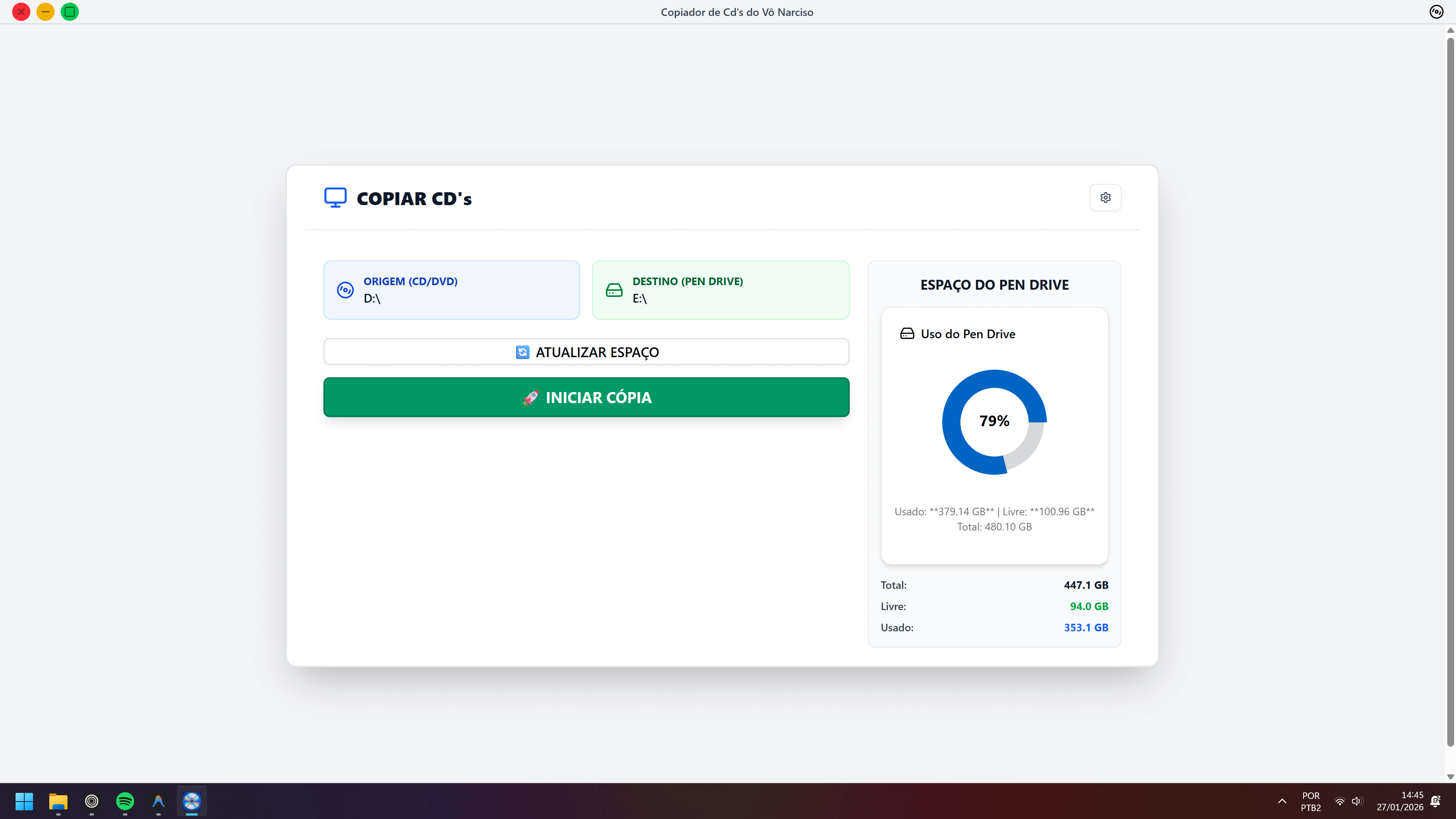 Interface do Projeto CD - Foco em Simplicidade